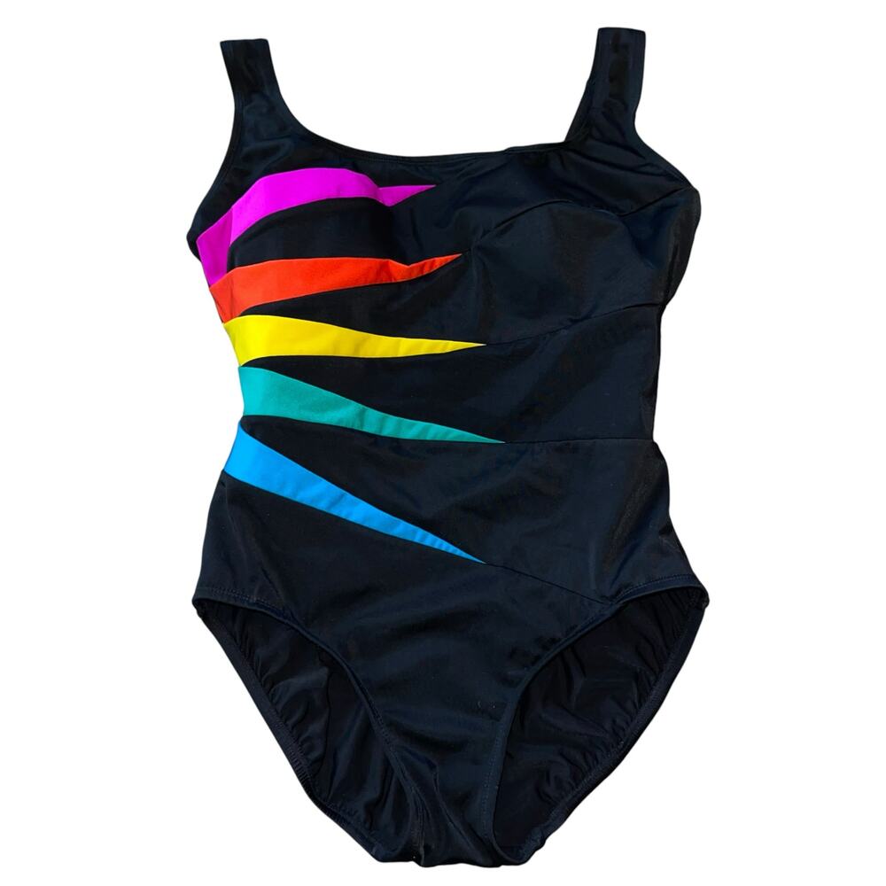 Longitude Rainbow Sunburst One Piece Swimsuit Tummy Control Shapewear - Picture 2 of 10